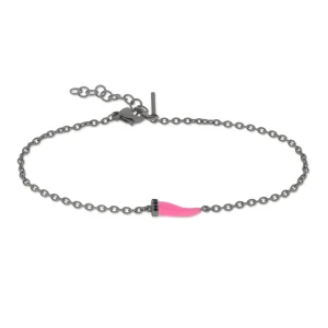 Bracciale con cornetto mini smaltato fucsia e diamanti black
