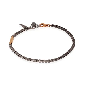 Bracciale uomo con catenina scooby doo in titanio e barretta in oro rosso 9 kt