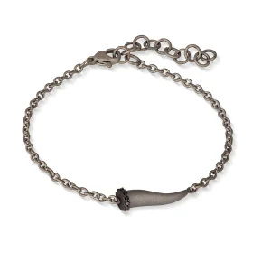 Bracciale charms con cornetto in titanio, 5 black e catena