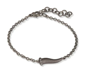 Bracciale charms con cornetto in titanio, 5 white e catena