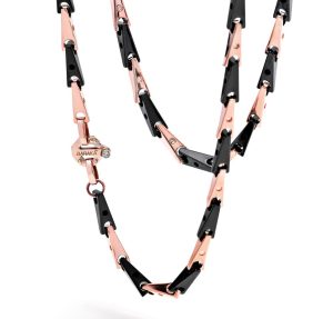 Girocollo oro rosa, ceramica e diamanti