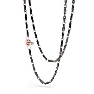 Girocollo oro rosa, ceramica e diamanti