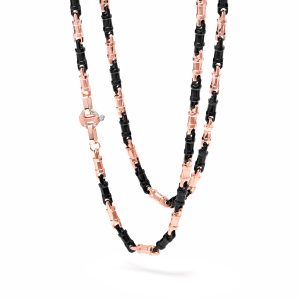 Girocollo oro rosa, ceramica e diamanti