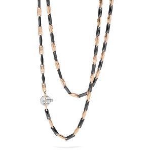 Girocollo oro rosa, ceramica e diamanti