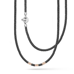 Girocollo oro rosa, ceramica e diamanti