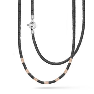 Girocollo oro rosa, ceramica e diamanti