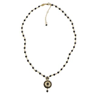 Collana Sicily oro giallo 18 carati, giade nere e zaffiri neri