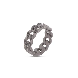 Anello uomo in titanio tutto incassato con diamanti black