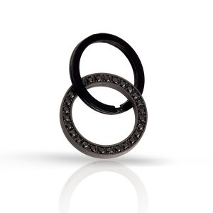 Portachiavi in titanio tondo e 28 diamanti black da 3 punti