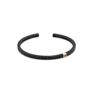 Bracciale uomo in titanio nero, oro rosso 9 kt, diamanti black